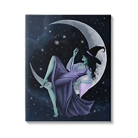 Stupell Industries Witch Relaxing Crescent Moon Canvas Wall Art