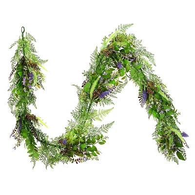 6ft. Green & Purple Maytime Garland