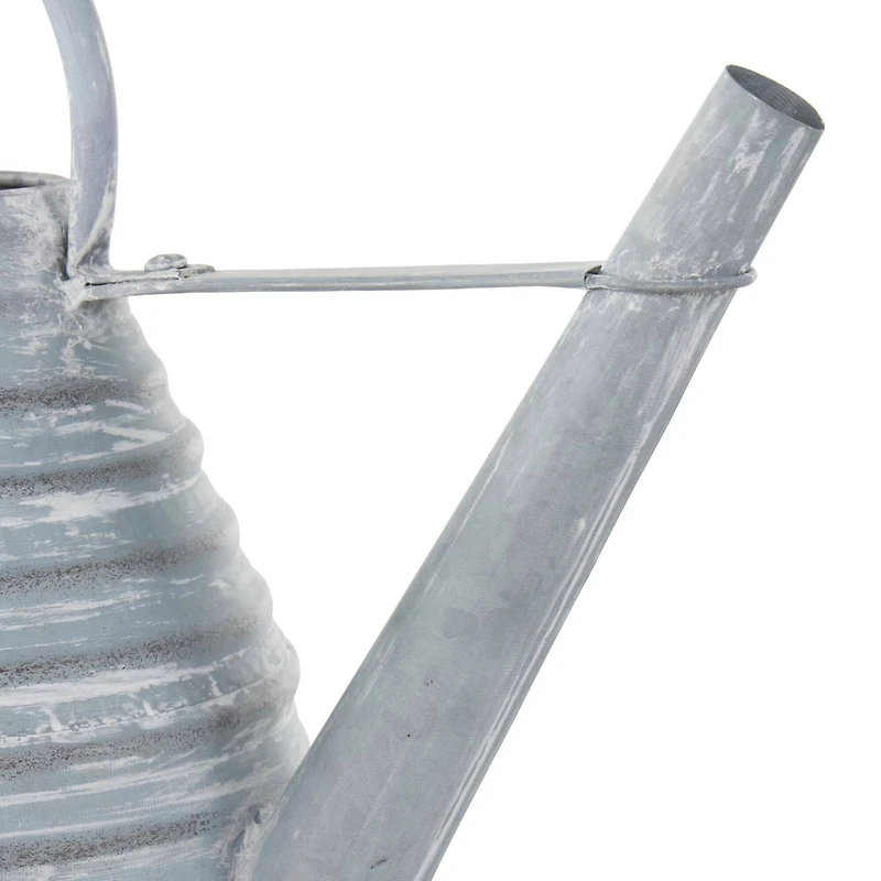 14" Gray Metal Beehive Shaped Watering Can Planter