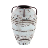 Set of 3 Blue Metal Rustic Vase, 26", 23", 19"