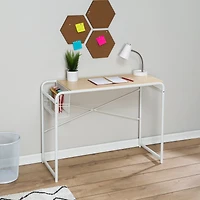 Honey Can Do White Home Office Computer Desk With Side Basket