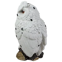 6" White Owl Perched on a Branch Outdoor Garden Statue
