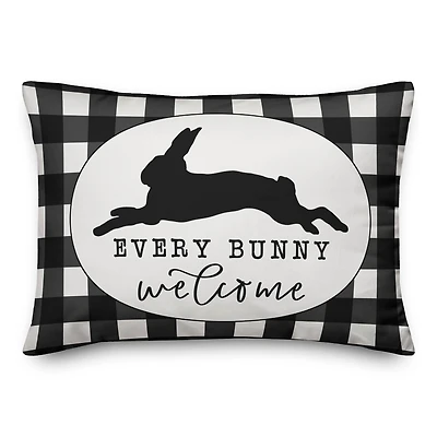 Buffalo Check Every Bunny Welcome Throw Pillow