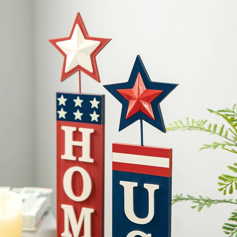 Glitzhome® Americana Firecracker Table Sign Set