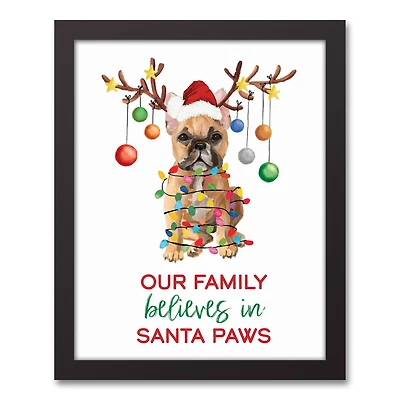 Frenchie Christmas Tree Black Framed Canvas Wall Art