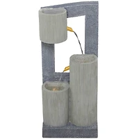 37.5" Gray Fiberglass 3-Tier Fountain with LED Light