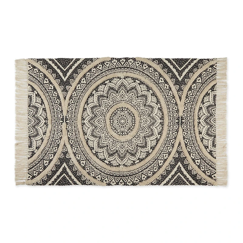 DII® Printed Natural Hand-Loomed Shag Rug