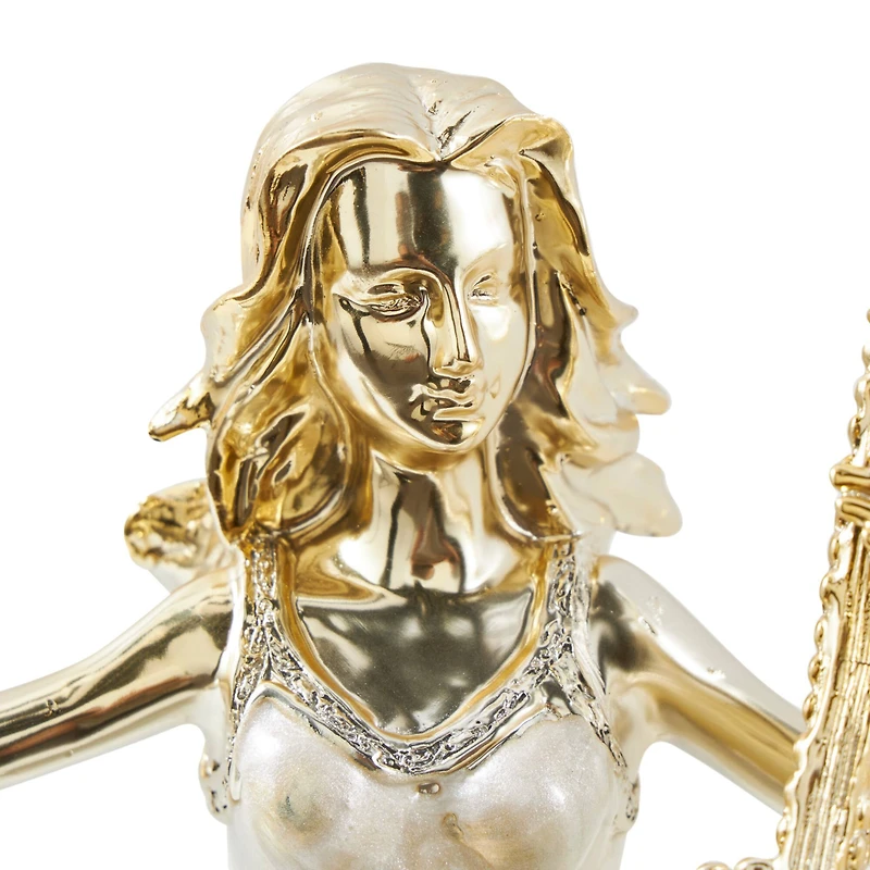 Gold, Cream & Crystal Musician Women Sculpture Set