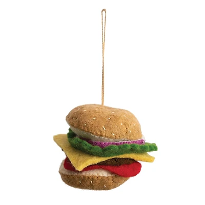 Hello Honey® Handmade Wool Felt Cheeseburger Ornament