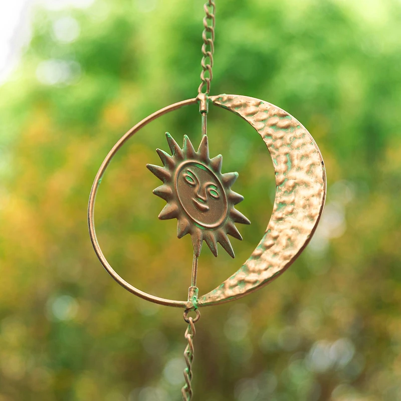 Glitzhome® 8.5ft. Faux Copper Patina Finish Sun & Moon Rain Chain