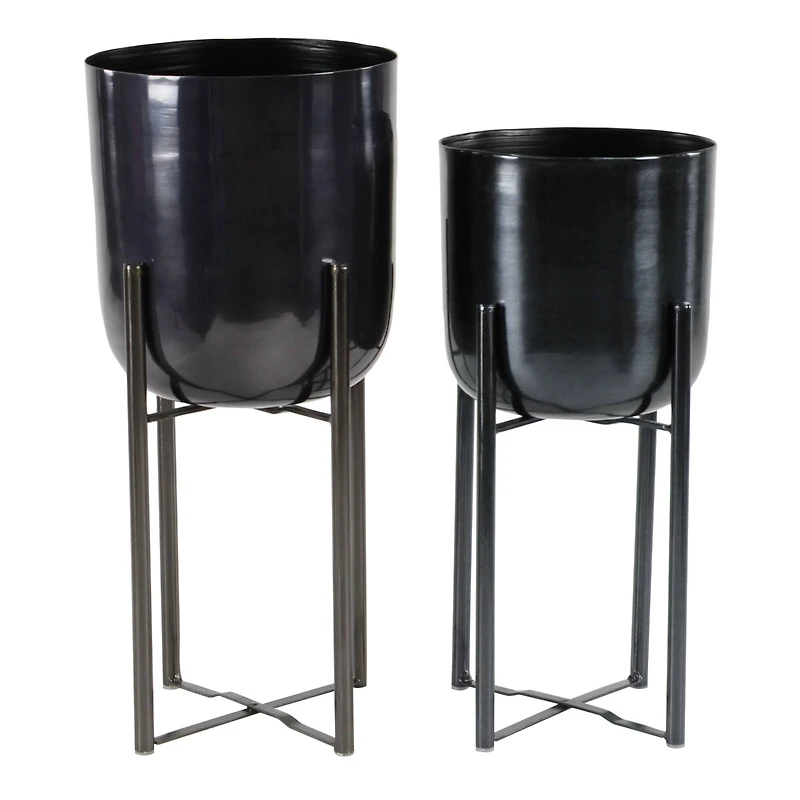CosmoLiving by Cosmopolitan Black Metal Glam Planter Set