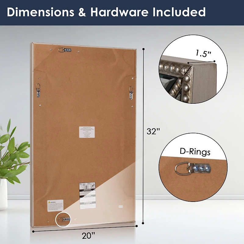 Head West Beaded Champagne Silver Framed Wall Vanity Mirror