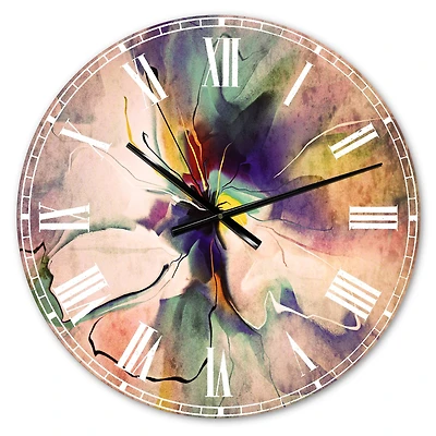 Designart Blue Abstract Flower Creative Modern Wall Clock