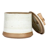 Hello Honey® 5" Beige Reactive Glaze Round Stoneware Canister with Lid