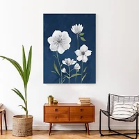 Bright Navy Flowers 30" x 40" Canvas Wall Art
