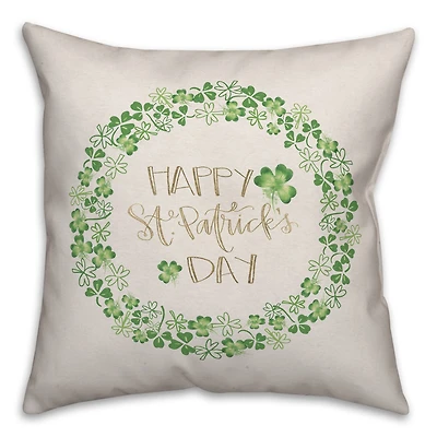 St Patricks Day Watercolor Pillow 18" x 18" Throw Pillow