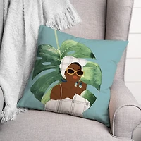 Palm Girl Throw Pillow