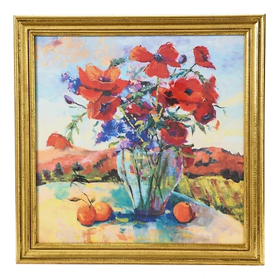 Hello Honey® Watercolor Floral Print with Solid Wood Frame