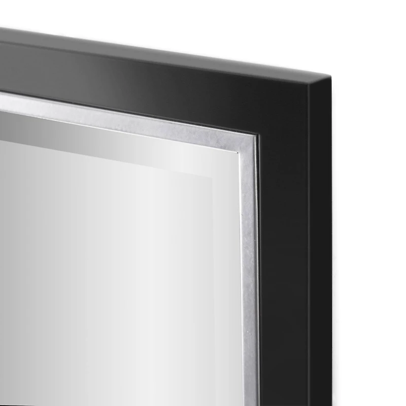Brushed Black/Chrome Metal Framed Beveled Edge Wall Mirror - 30" x 40"