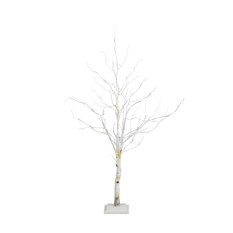 4ft. Pre-Lit White Birch Artificial Christmas Tree, White LED Lights