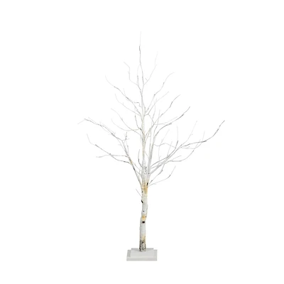 4ft. Pre-Lit White Birch Artificial Christmas Tree, White LED Lights