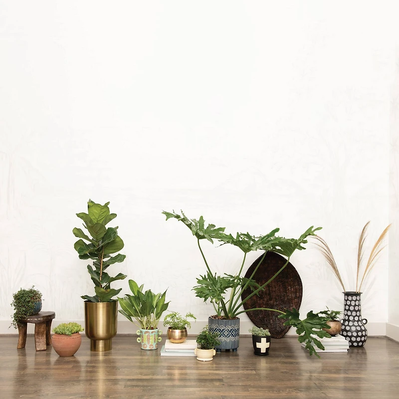 Hello Honey® 6" White & Blue Splatter Design Stoneware Footed Planter