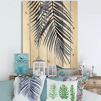 Designart - Blue Palm Leaves Abstract Tropical Branches