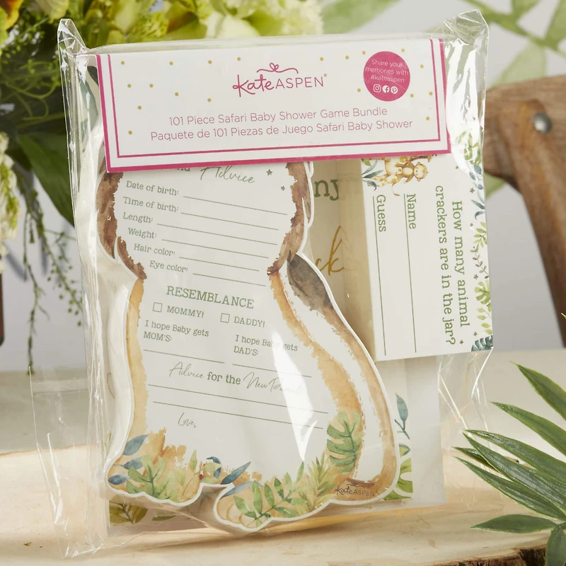 Safari Baby Advice Card & Baby Shower Game Set