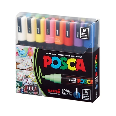 Uni Posca PC-5M 16 Color Medium Tip Paint Marker Set