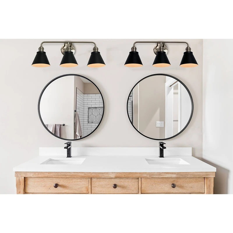 Hello Honey® Robert Stevenson Lighting Josie Metal 3-Light Vanity with Shades