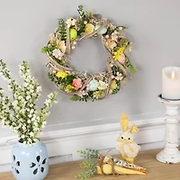 12" Flowers & Speckled Eggs Artificial Easter Wreath