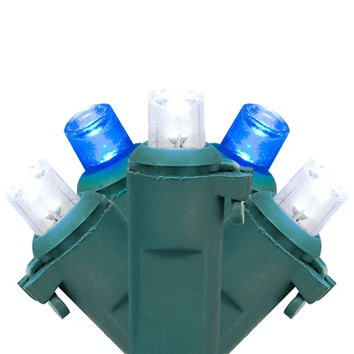 50ct Blue and White LED Wide Angle Mini Christmas Lights  16.25ft Green Wire