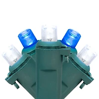 50ct Blue and White LED Wide Angle Mini Christmas Lights  16.25ft Green Wire