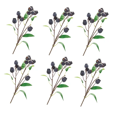 Plum Pod & Leaves Spray, 6ct.