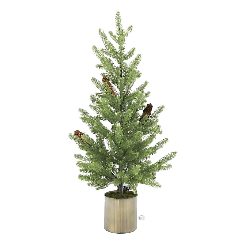 32" Pre-Lit Pine & Pinecone Accent Tree in Metal Bucket by Ashland®