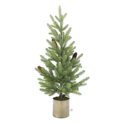 32" Pre-Lit Pine & Pinecone Accent Tree in Metal Bucket by Ashland®