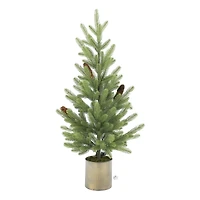 32" Pre-Lit Pine & Pinecone Accent Tree in Metal Bucket by Ashland®