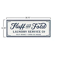 36" White with Blue Fluff and Fold Text Metal Wall Sign