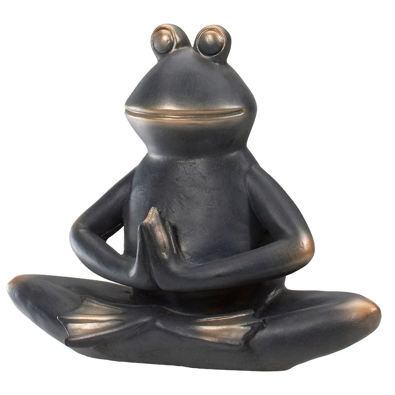 11" Yoga Frog in Sukhasana Position Outdoor Garden Statue