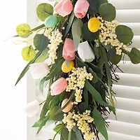 Glitzhome® 26" Easter Metal Bunny & Tulip Teardrop Wall Decor