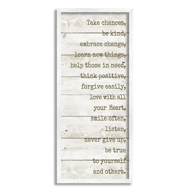 Stupell Industries Take Chances Family Home Inspirational Word Textured Wood Design Framed Wall Art