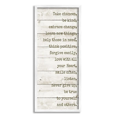 Stupell Industries Take Chances Family Home Inspirational Word Textured Wood Design Framed Wall Art