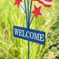 Glitzhome® 42" Patriotic Welcome Metal Flags Yard Stake