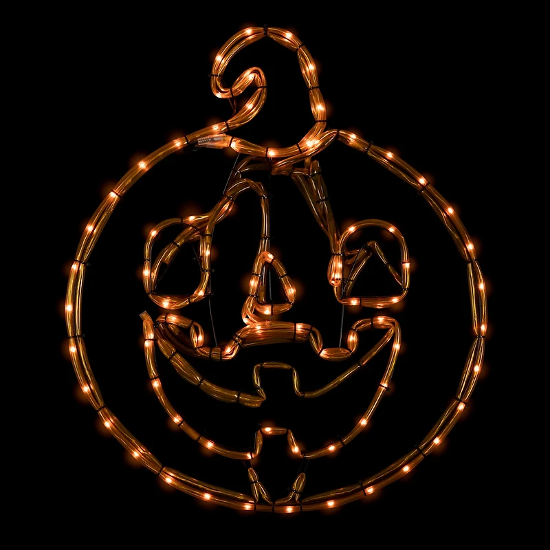 18" Orange Jack-O-Lantern 4 Function LED Halloween Window Silhouette