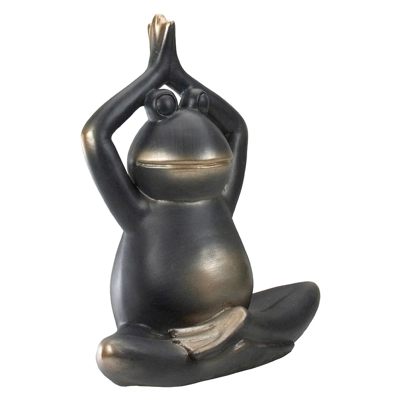 11.5" Yoga Frog In Prayer Position Outdoor Garden Statue