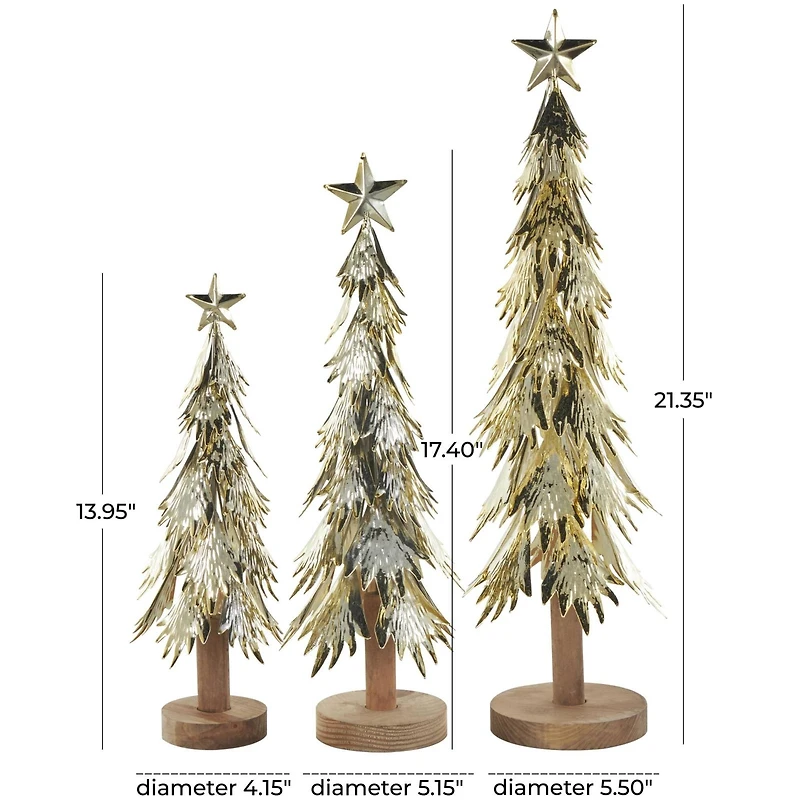 Gold Metal Layered Branch Christmas Tree Set
