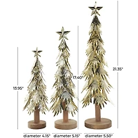 Gold Metal Layered Branch Christmas Tree Set 