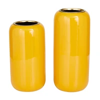 The Novogratz Yellow Metal Vase Set of 2 11", 13"