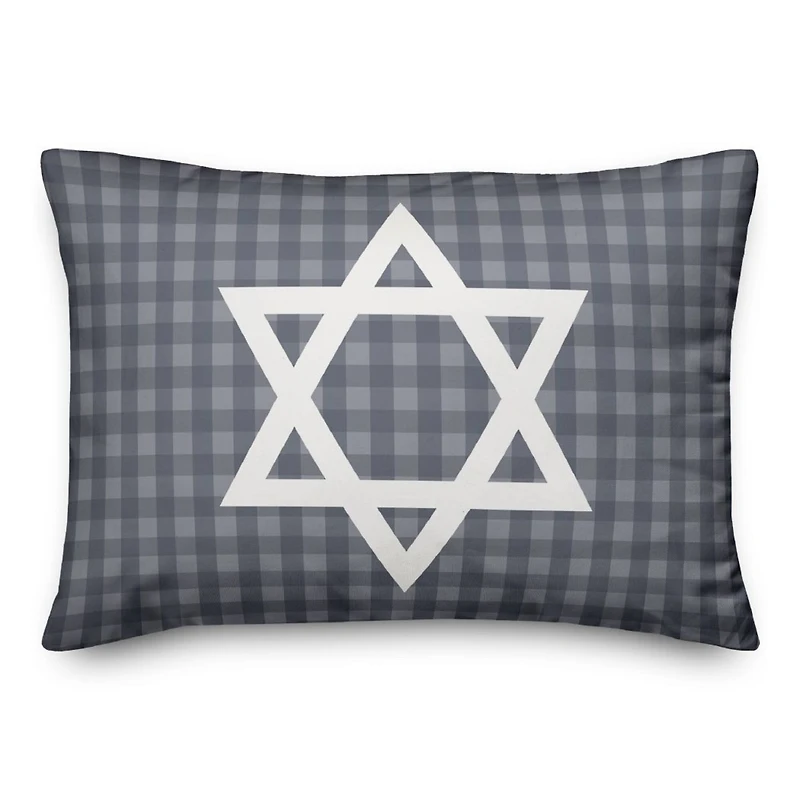 Plaid Star of David 14x20 Spun Poly Pillow