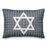 Plaid Star of David 14x20 Spun Poly Pillow